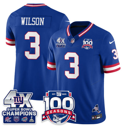 NYG 4-Time Champions Vapor Limited Jersey- 100th Season - All Stitched N1