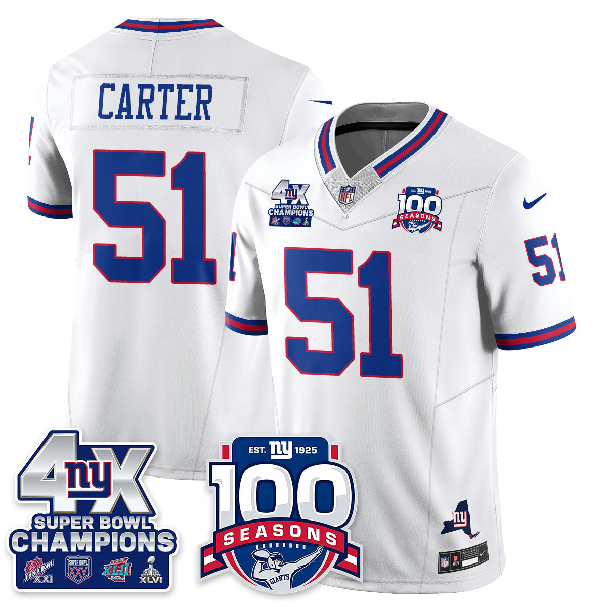 NYG 4-Time Champions Vapor Limited Jersey- 100th Season - All Stitched N1