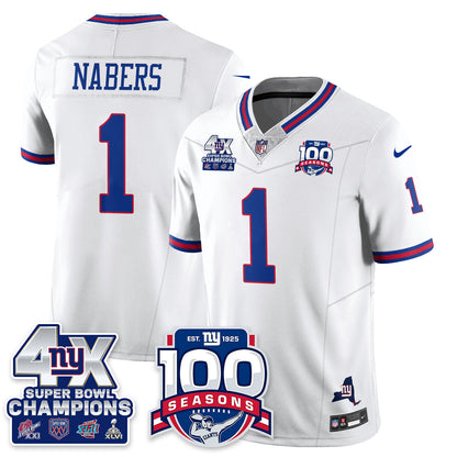NYG 4-Time Champions Vapor Limited Jersey- 100th Season - All Stitched N1
