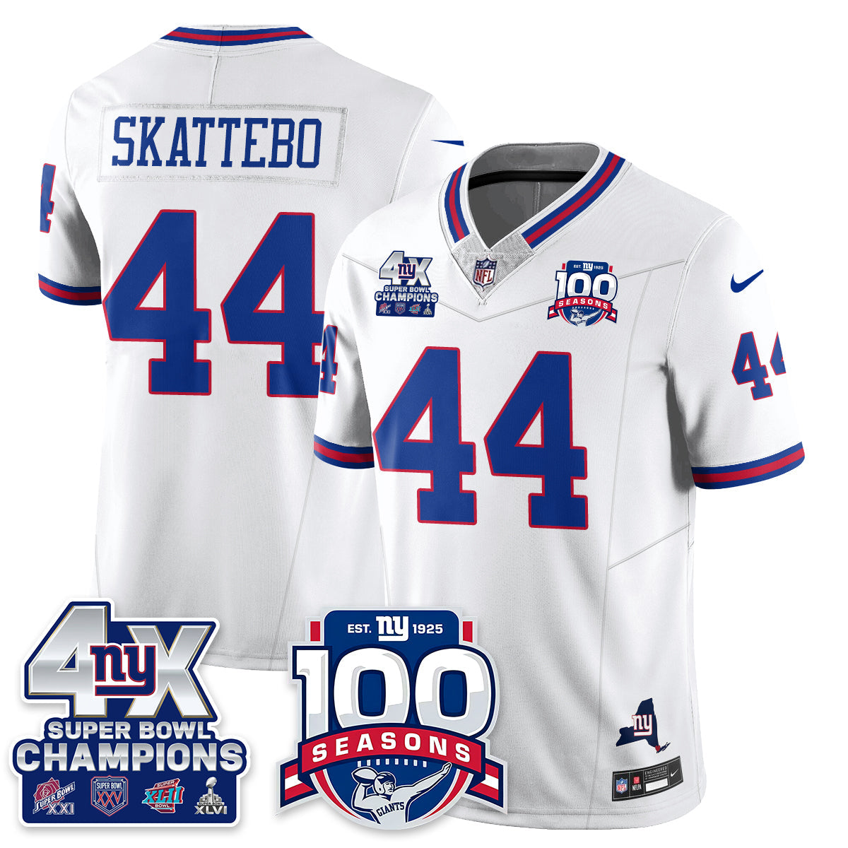 NYG 4-Time Champions Vapor Limited Jersey- 100th Season - All Stitched N1