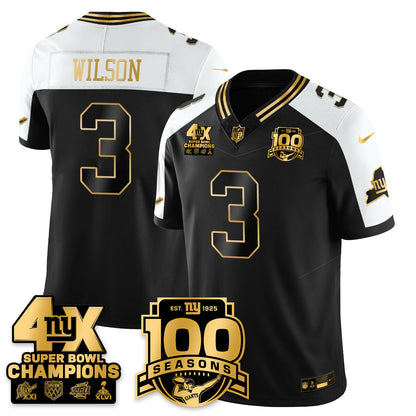 NYG 4-Time Champions Limited Gold Jersey- 100th Season - Stitched