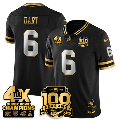 NYG 4-Time Champions Limited Gold Jersey- 100th Season - Stitched