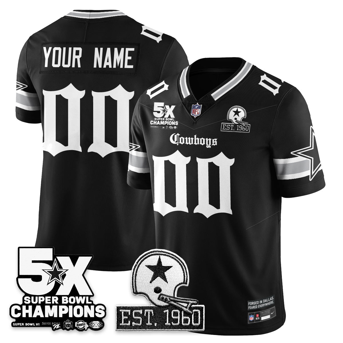 DAL 'Gothic 5-Time Champions Edition' Vapor Limited Custom Jersey - Stitched