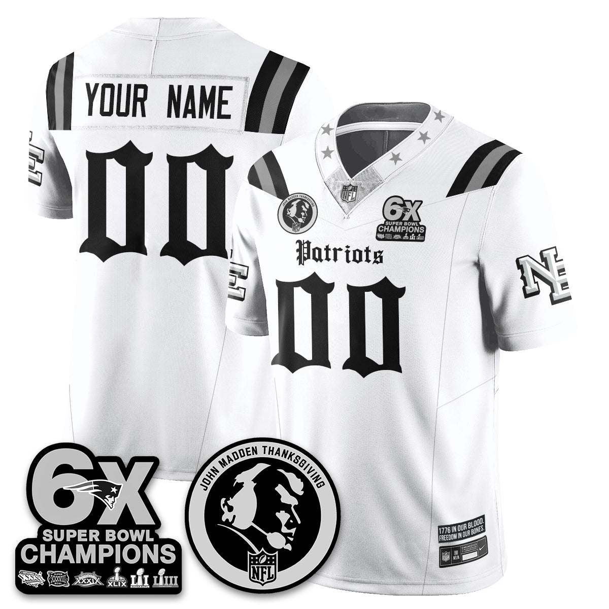 NE Gothic 6x Champions Patch Vapor Limited Jersey - John Madden Patch - All Stitched