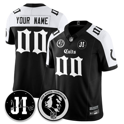 IND Gothic Vapor Limited Custom Jersey - John Madden, Jim Irsay Patch - Stitched