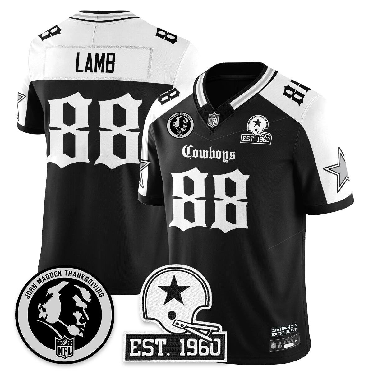DAL Gothic Vapor Limited Jersey - John Madden Patch - All Stitched