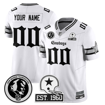 DAL Gothic Vapor Limited Custom Jersey - John Madden Patch - Stitched