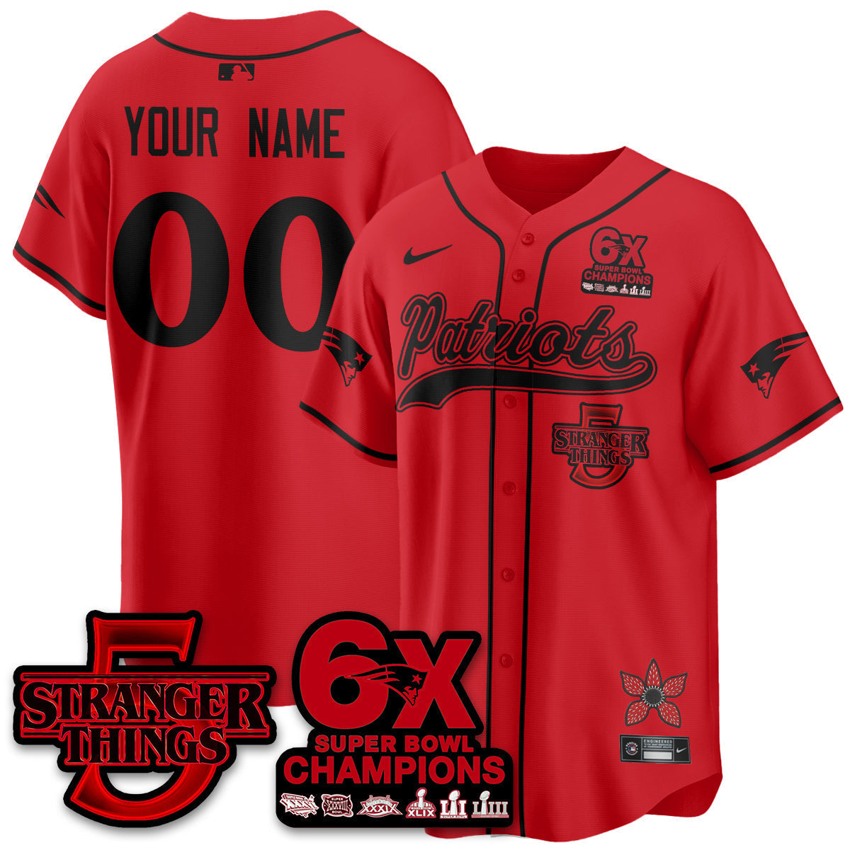 Custom NE Stranger Things Vapor Limited Baseball Jersey - Stitched