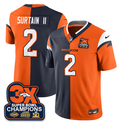 DEN 3-Time Champions Patch Vapor Limited Split Jersey - Stitched