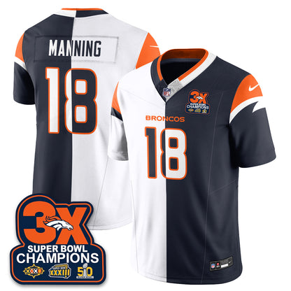 DEN 3-Time Champions Patch Vapor Limited Split Jersey - Stitched