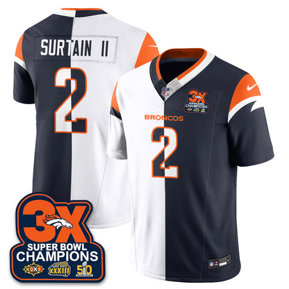 DEN 3-Time Champions Patch Vapor Limited Split Jersey - Stitched