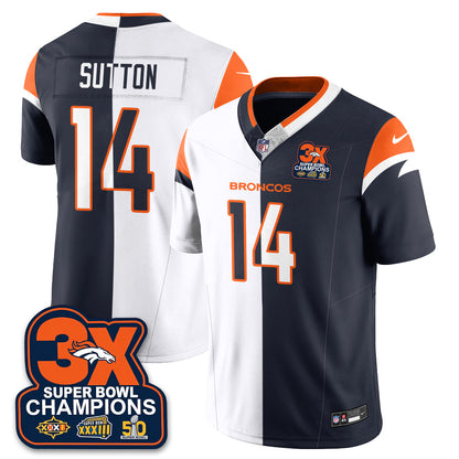 DEN 3-Time Champions Patch Vapor Limited Split Jersey - Stitched