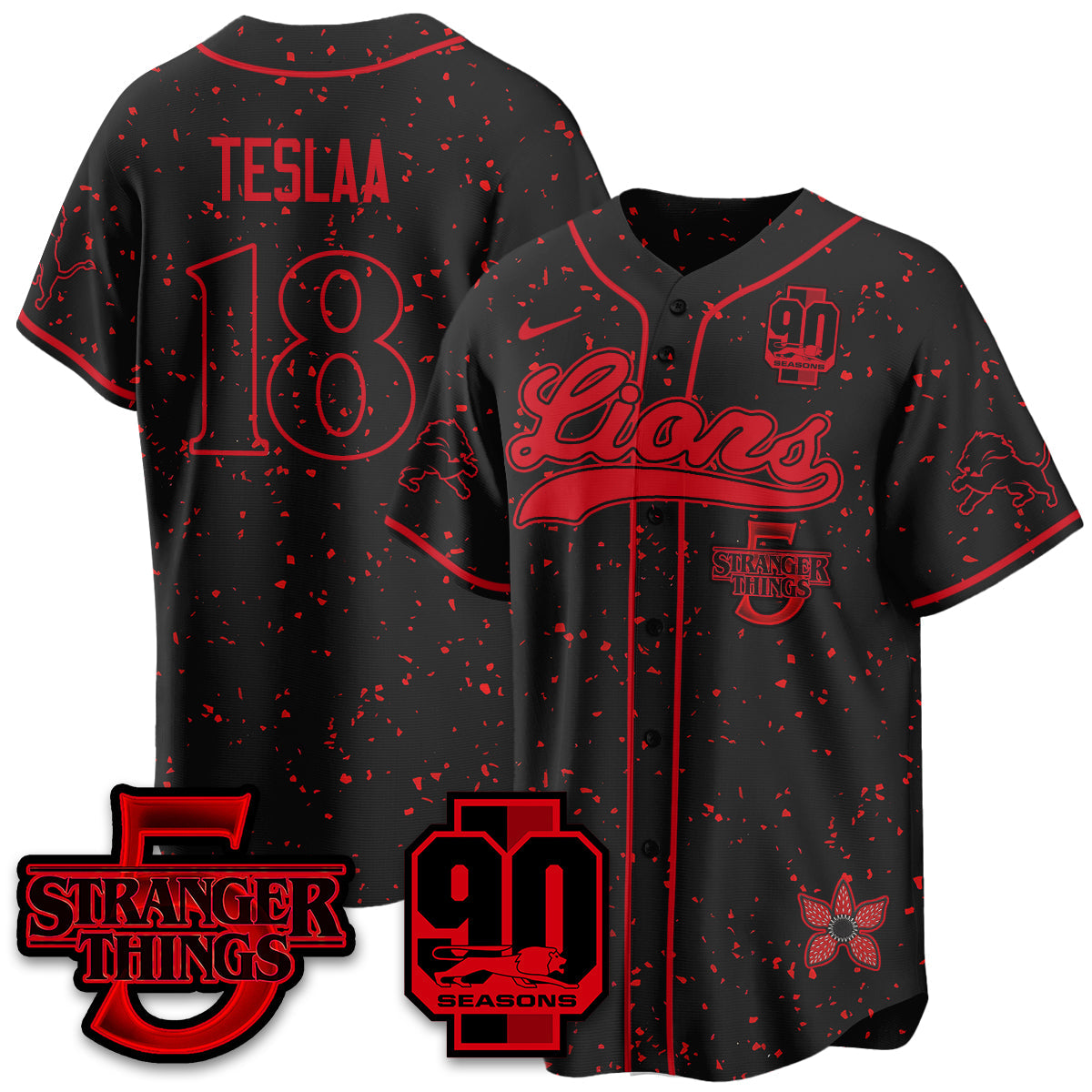 DET 'Stranger Things Edition' Vapor Limited Baseball Jersey - Stitched