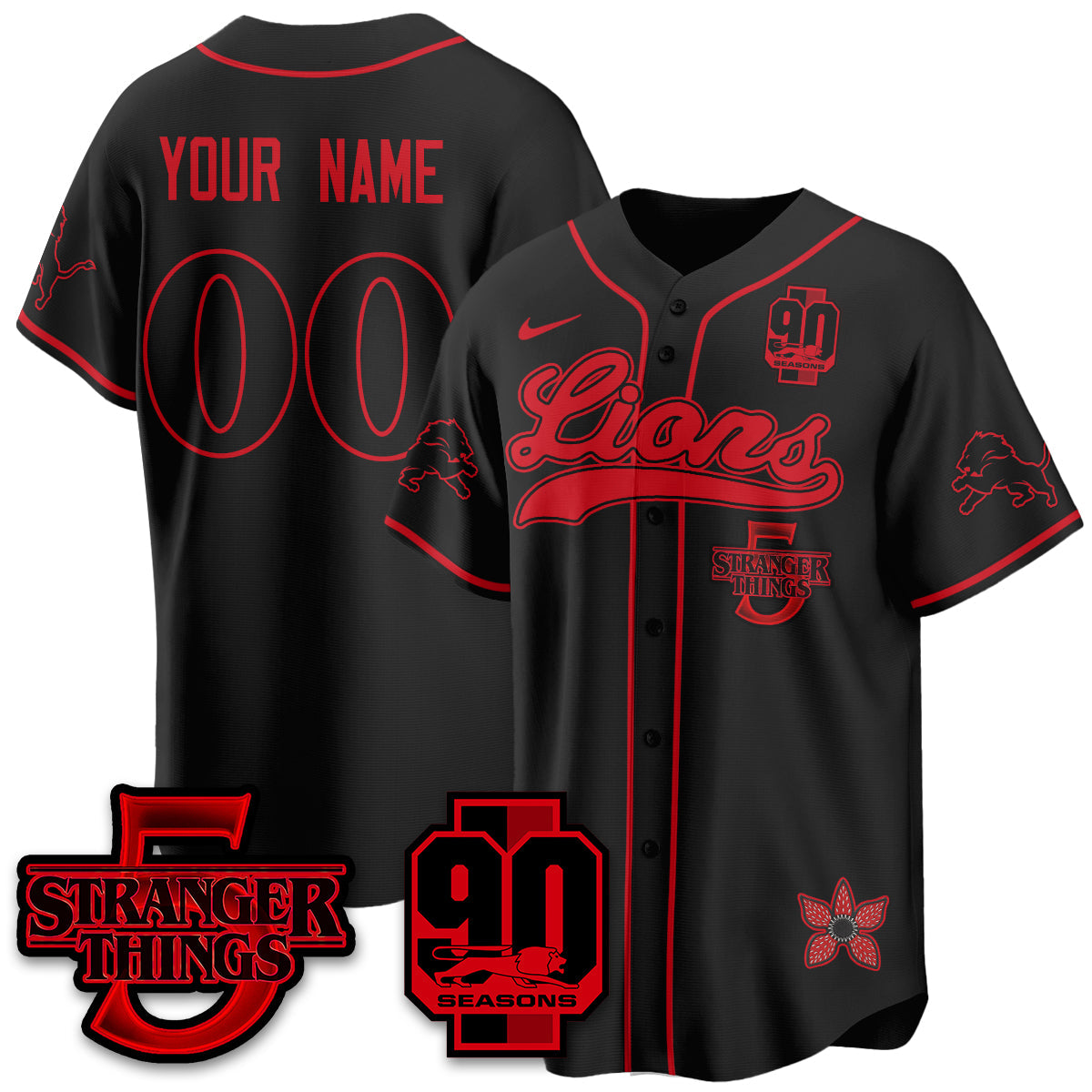 DET 'Stranger Things Edition' Vapor Limited Baseball Custom Jersey - Stitched