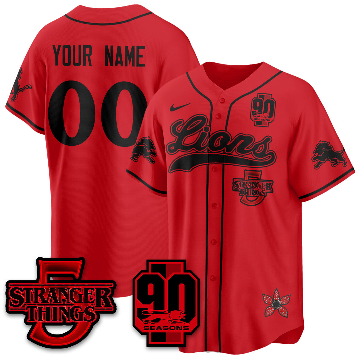 DET 'Stranger Things Edition' Vapor Limited Baseball Jersey - Stitched
