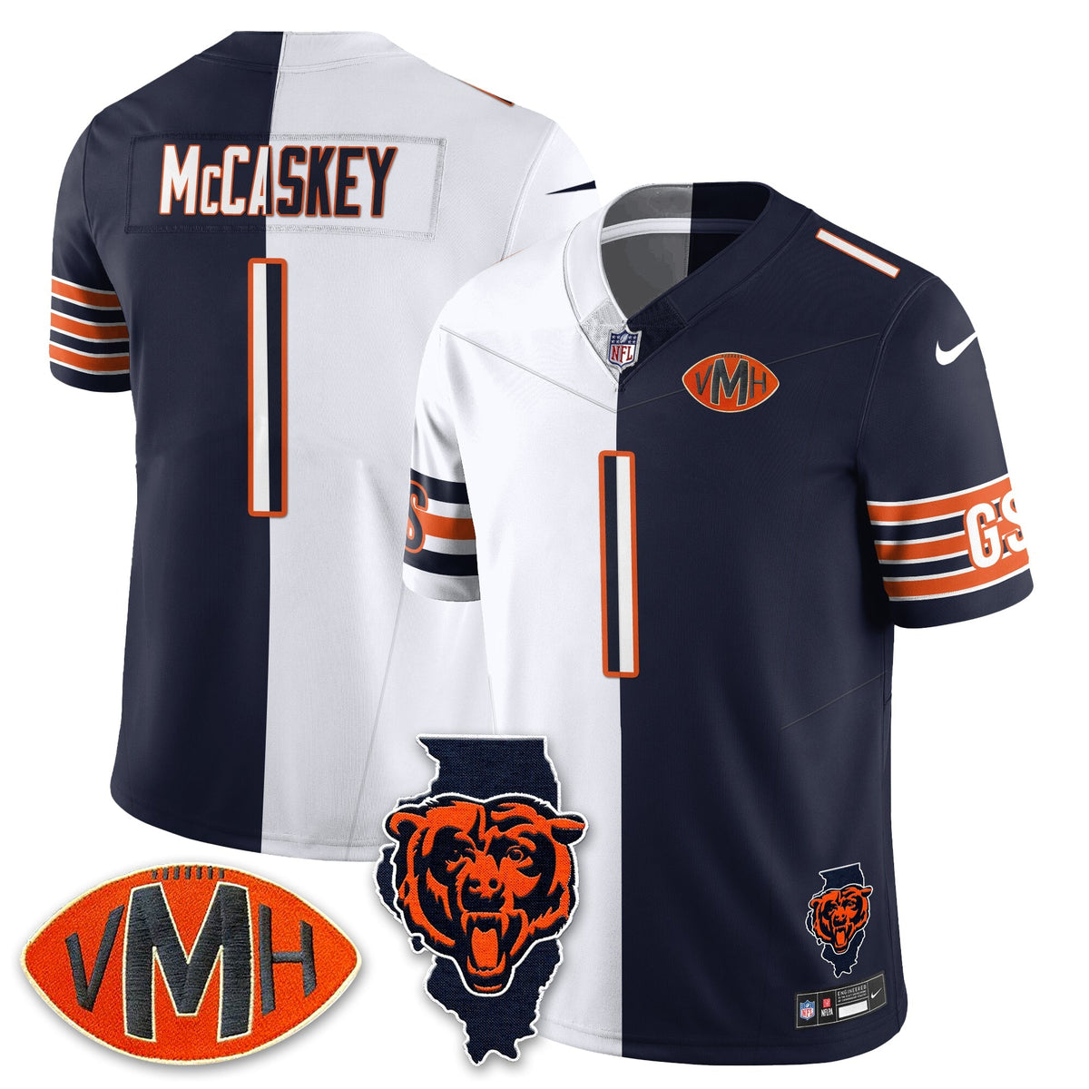 CHI Honor Virginia Halas McCaskey Split Jersey - Stitched