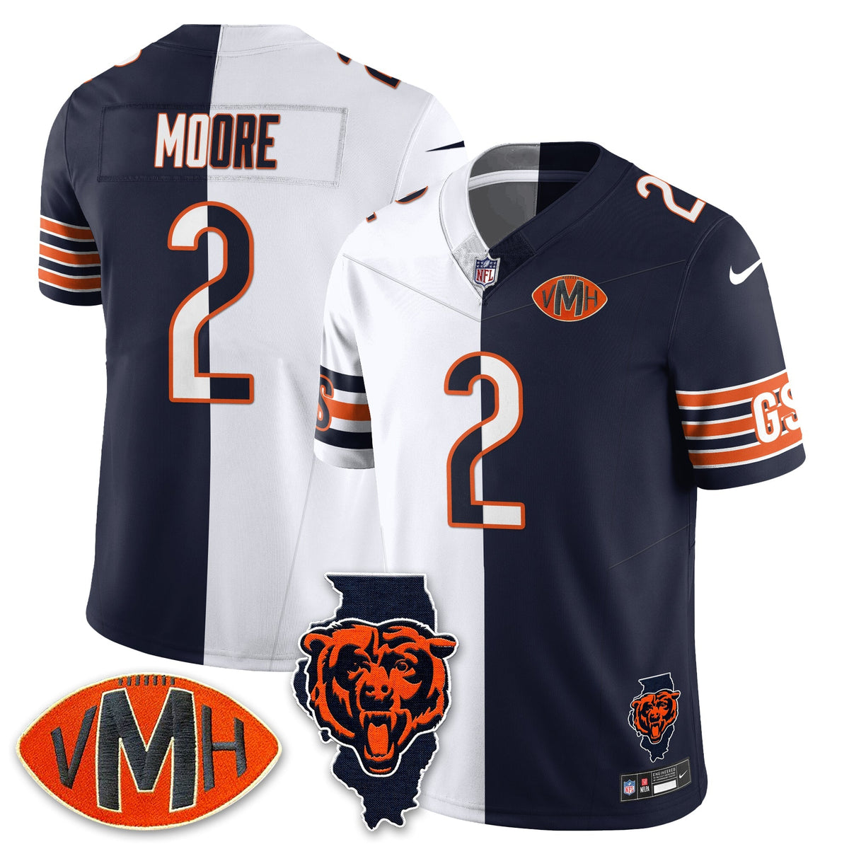 CHI Honor Virginia Halas McCaskey Split Jersey - Stitched
