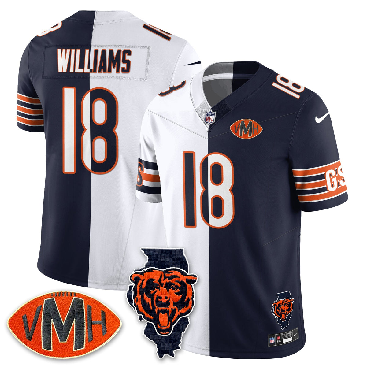 CHI Honor Virginia Halas McCaskey Split Jersey - Stitched