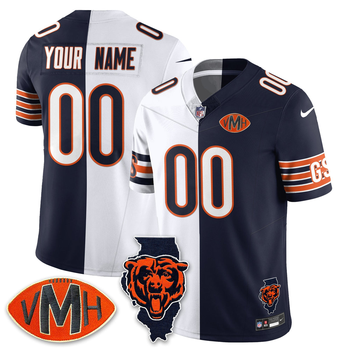 CHI Honor Virginia Halas McCaskey Split Jersey - Stitched