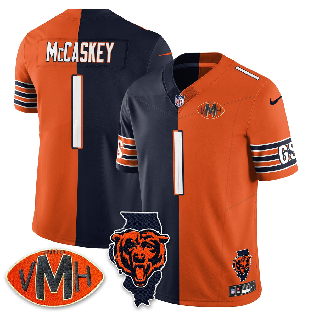 CHI Honor Virginia Halas McCaskey Split Jersey - Stitched
