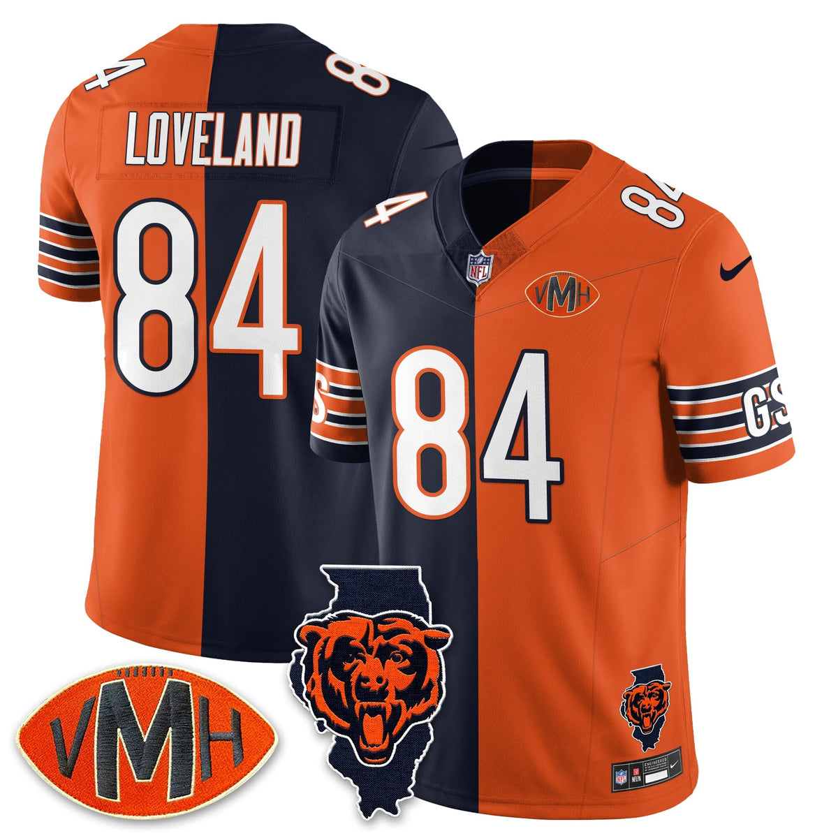 CHI Honor Virginia Halas McCaskey Split Jersey - Stitched