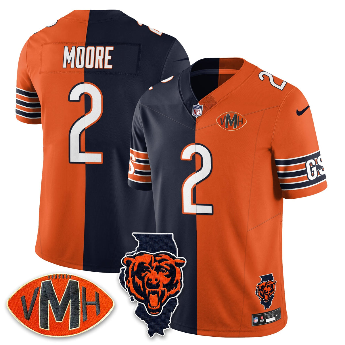 CHI Honor Virginia Halas McCaskey Split Jersey - Stitched