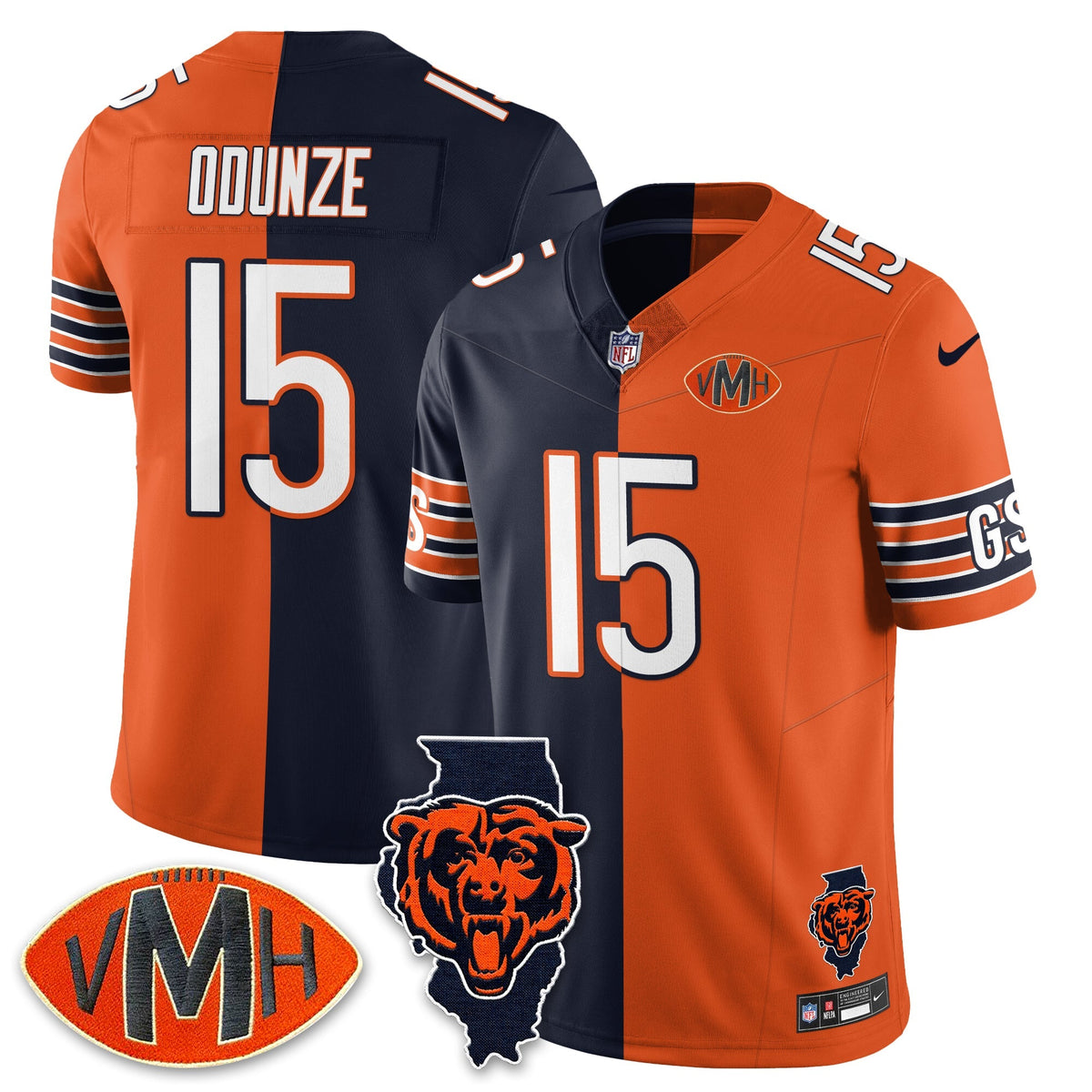 CHI Honor Virginia Halas McCaskey Split Jersey - Stitched
