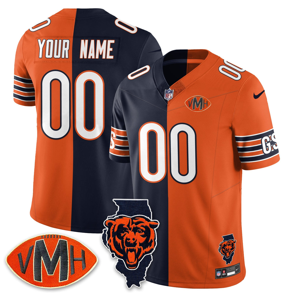 CHI Honor Virginia Halas McCaskey Split Jersey - Stitched