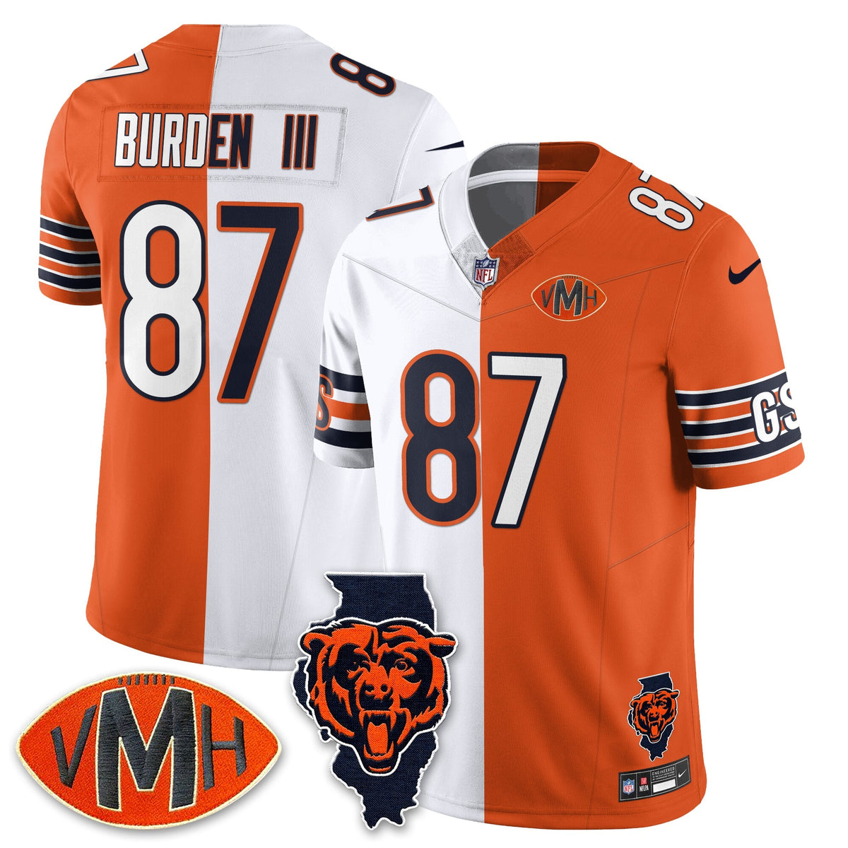 CHI Honor Virginia Halas McCaskey Split Jersey - Stitched