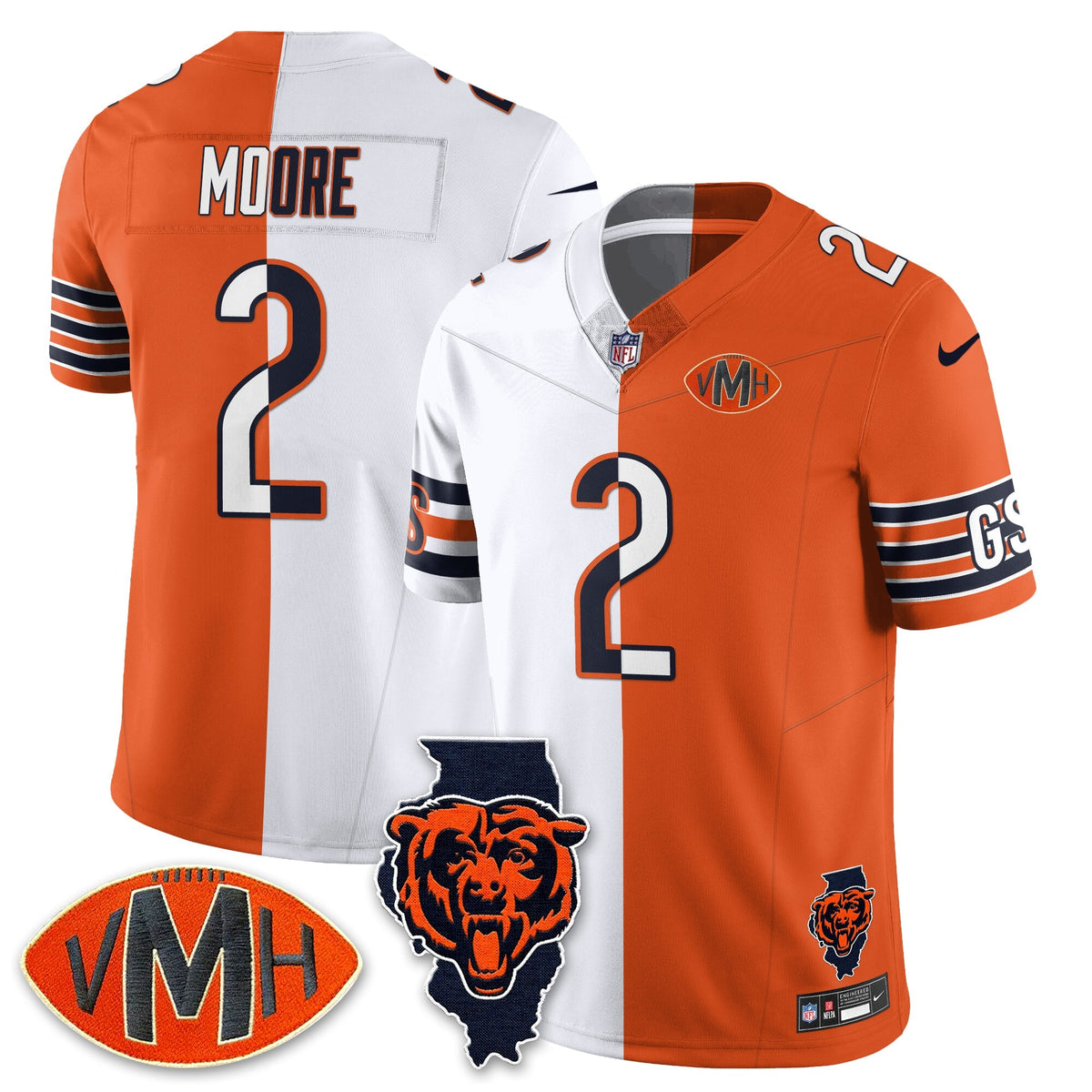 CHI Honor Virginia Halas McCaskey Split Jersey - Stitched