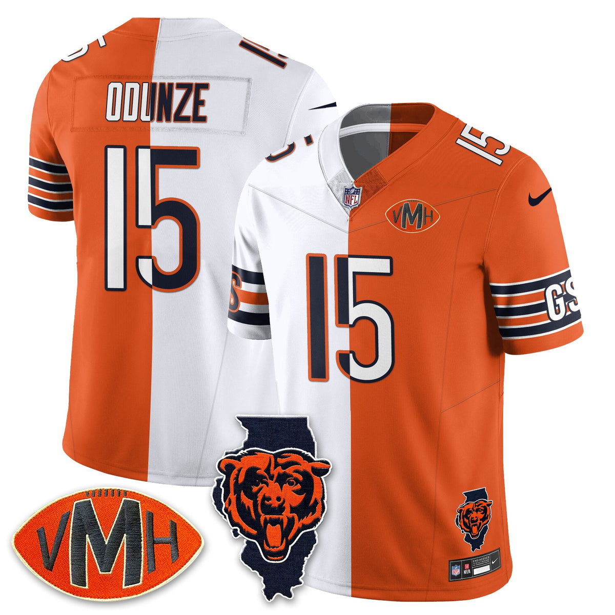 CHI Honor Virginia Halas McCaskey Split Jersey - Stitched