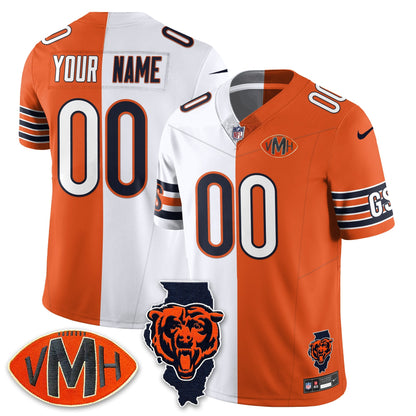 Custom CHI Honor Virginia Halas McCaskey Split Jersey - Stitched