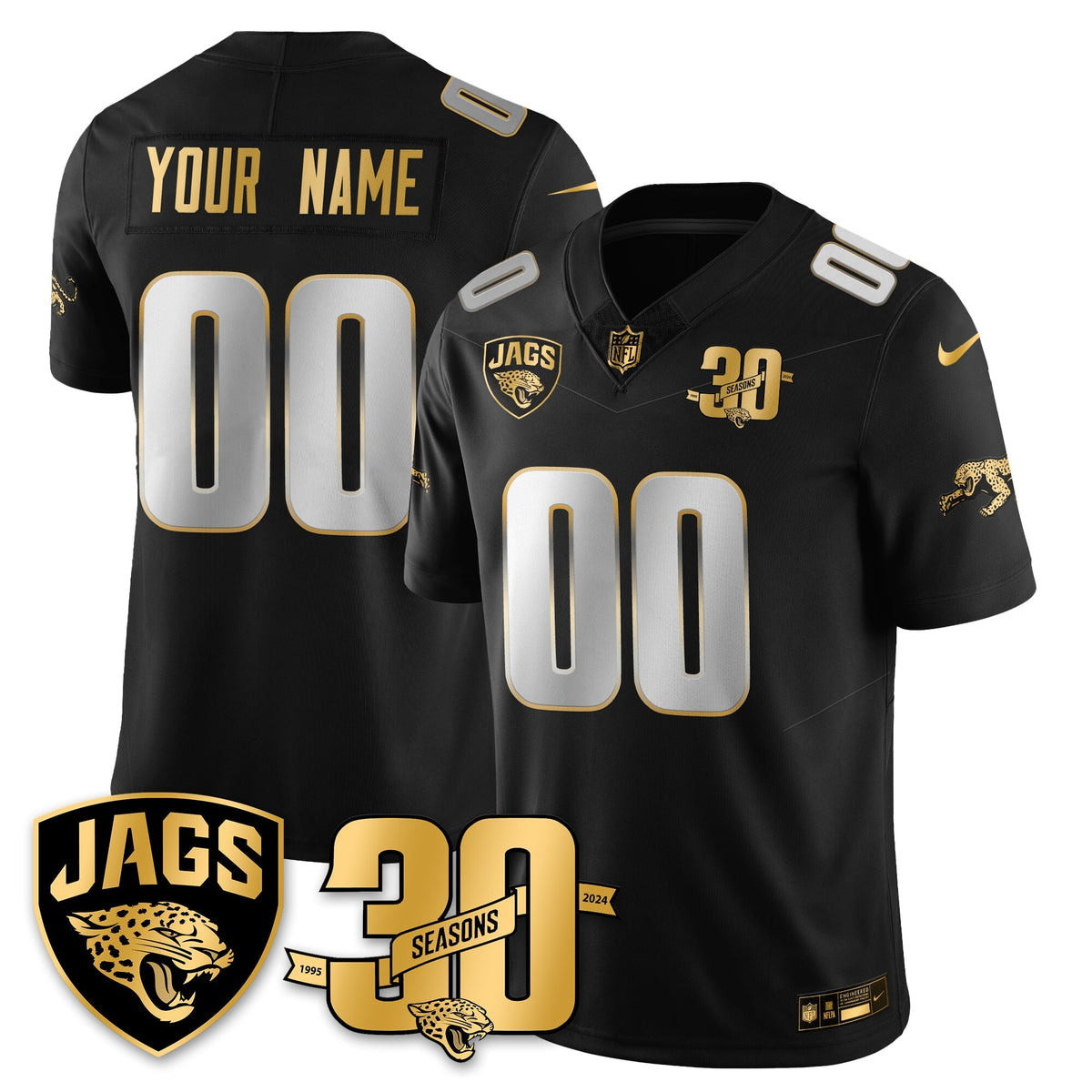 Custom DET 30th Season Patch Throwback Gold Vapor Limited Jersey - Stitched