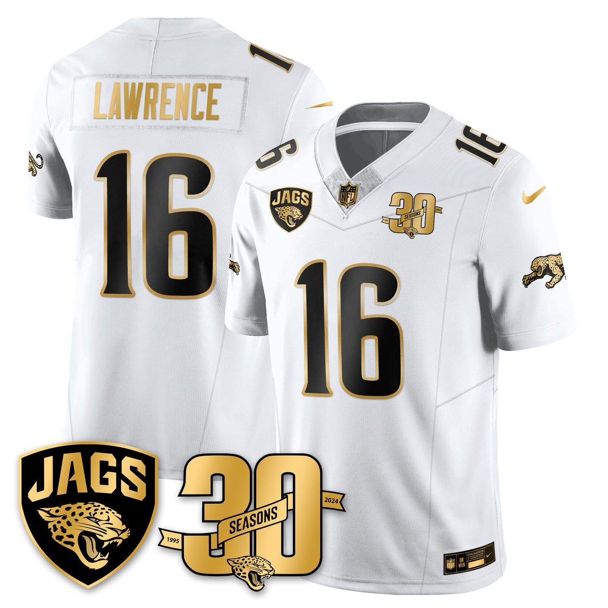 DET 30th Season Patch Throwback Gold Vapor Limited Jersey - Stitched