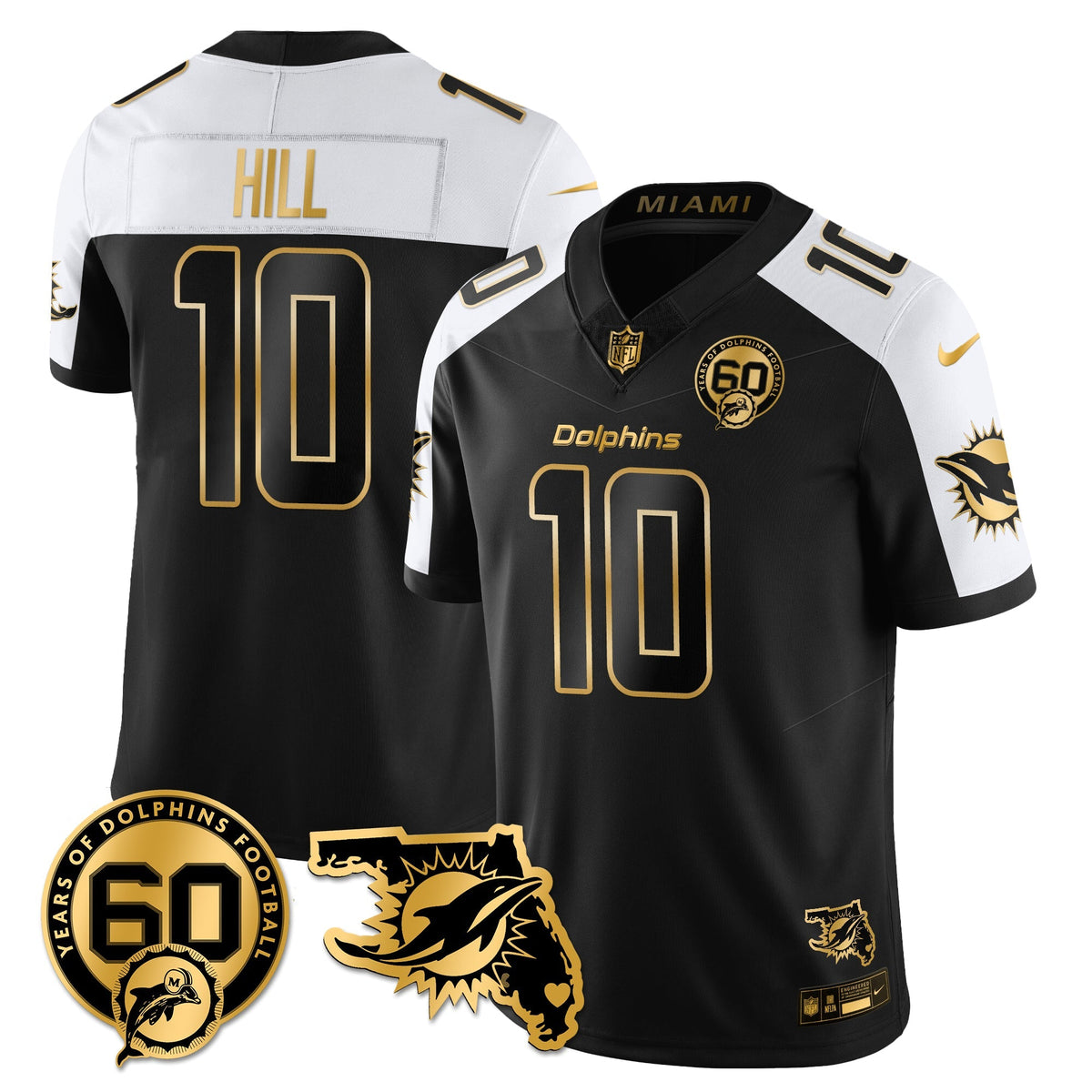 MIA 60th Season Vapor Limited Gold Jersey - Stitched