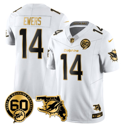 MIA 60th Season Vapor Limited Gold Jersey - Stitched