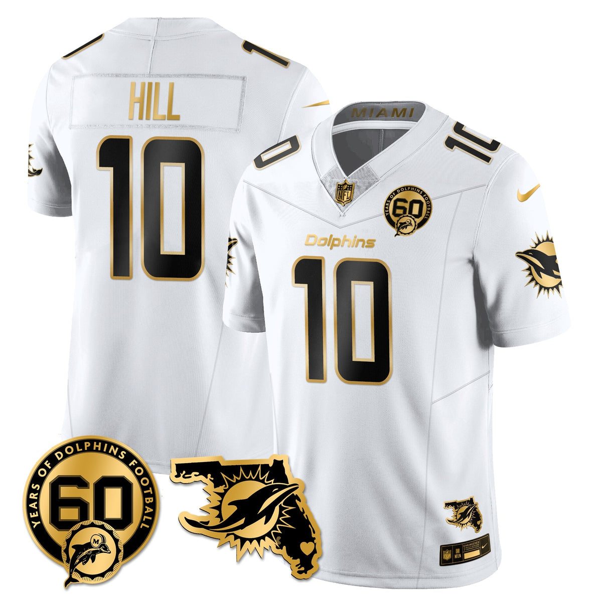 MIA 60th Season Vapor Limited Gold Jersey - Stitched