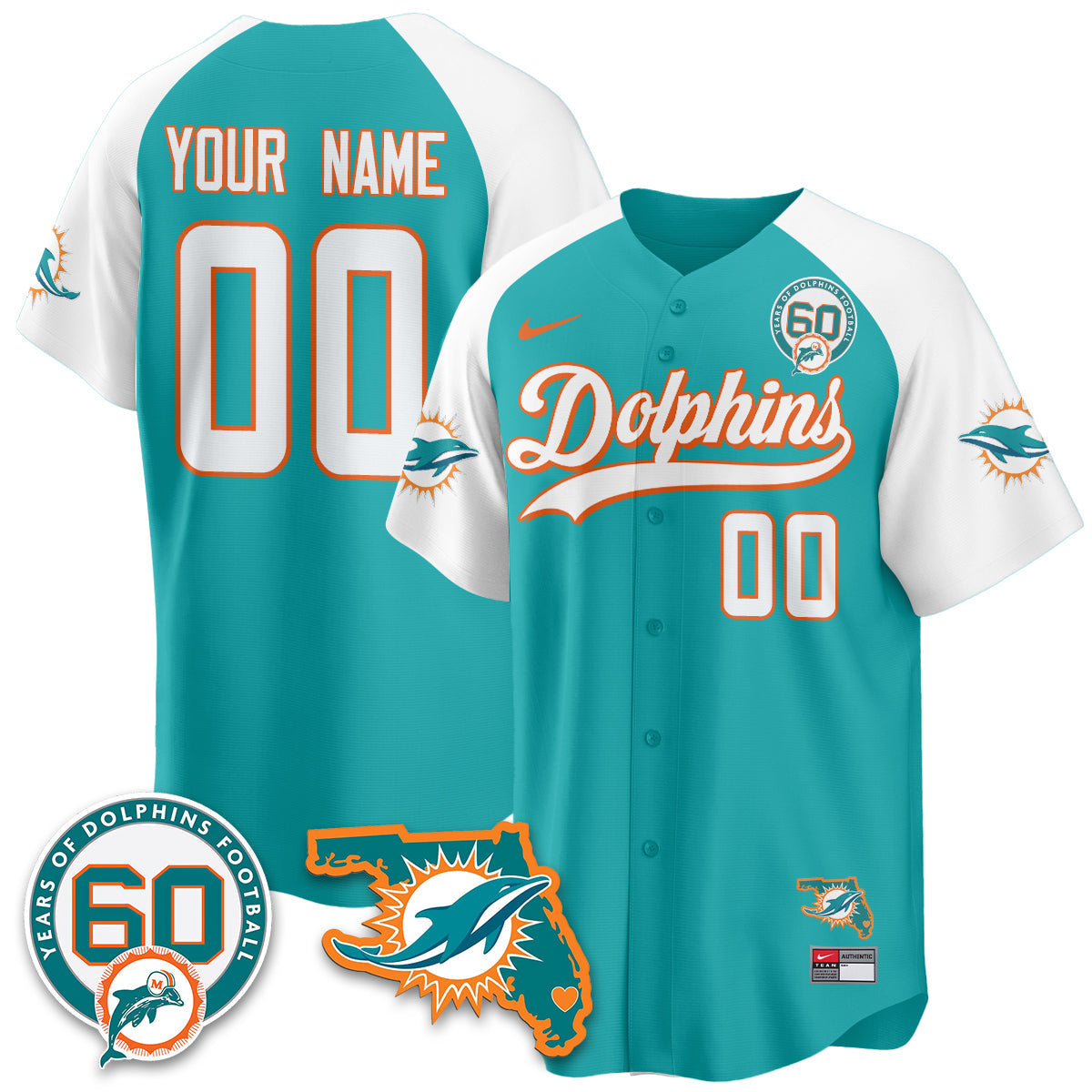 Custom MIA 60th Season Vapor Limited Baseball Jersey - Stitched