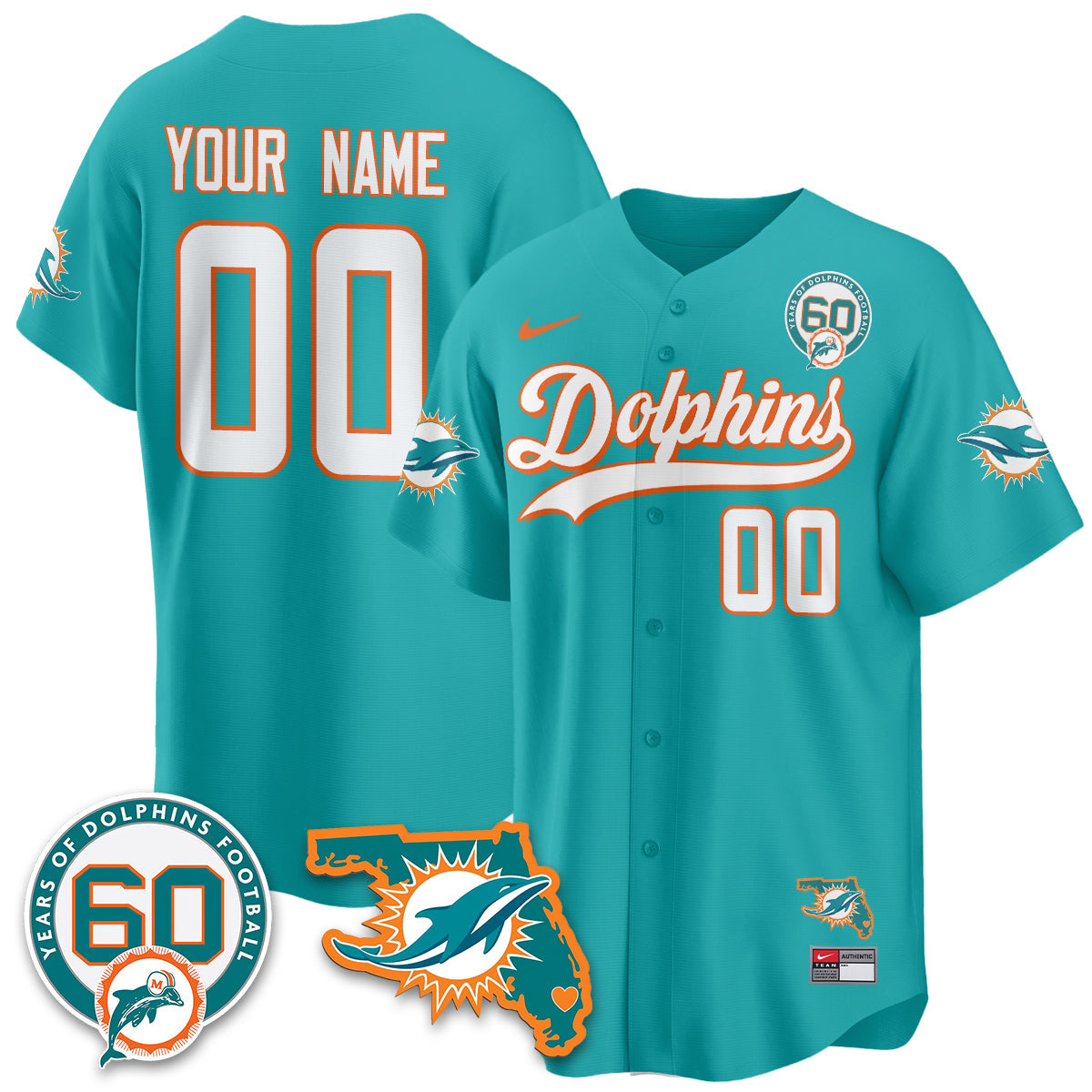Custom MIA 60th Season Vapor Limited Baseball Jersey - Stitched