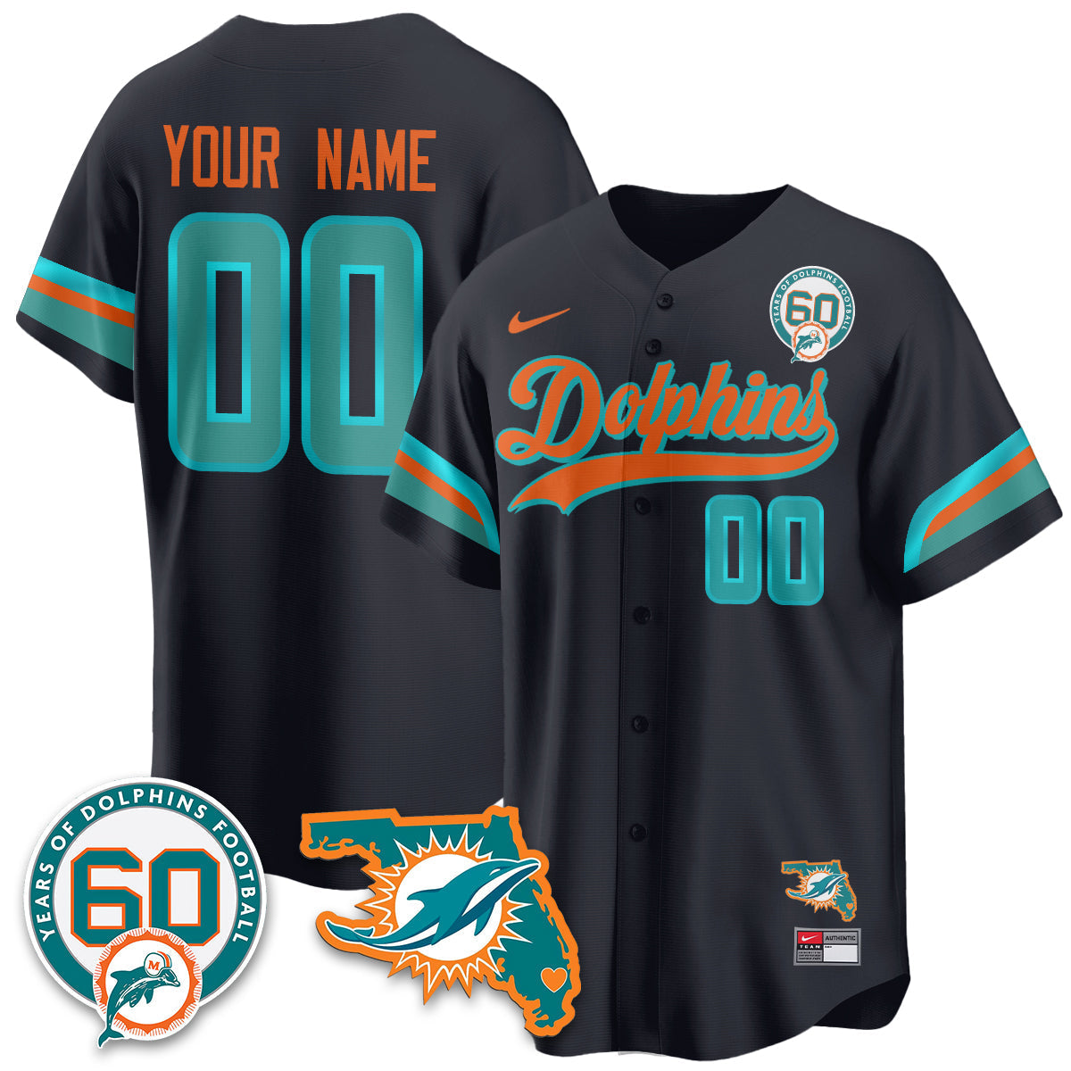 Custom MIA 60th Season Vapor Limited Baseball Jersey - Stitched
