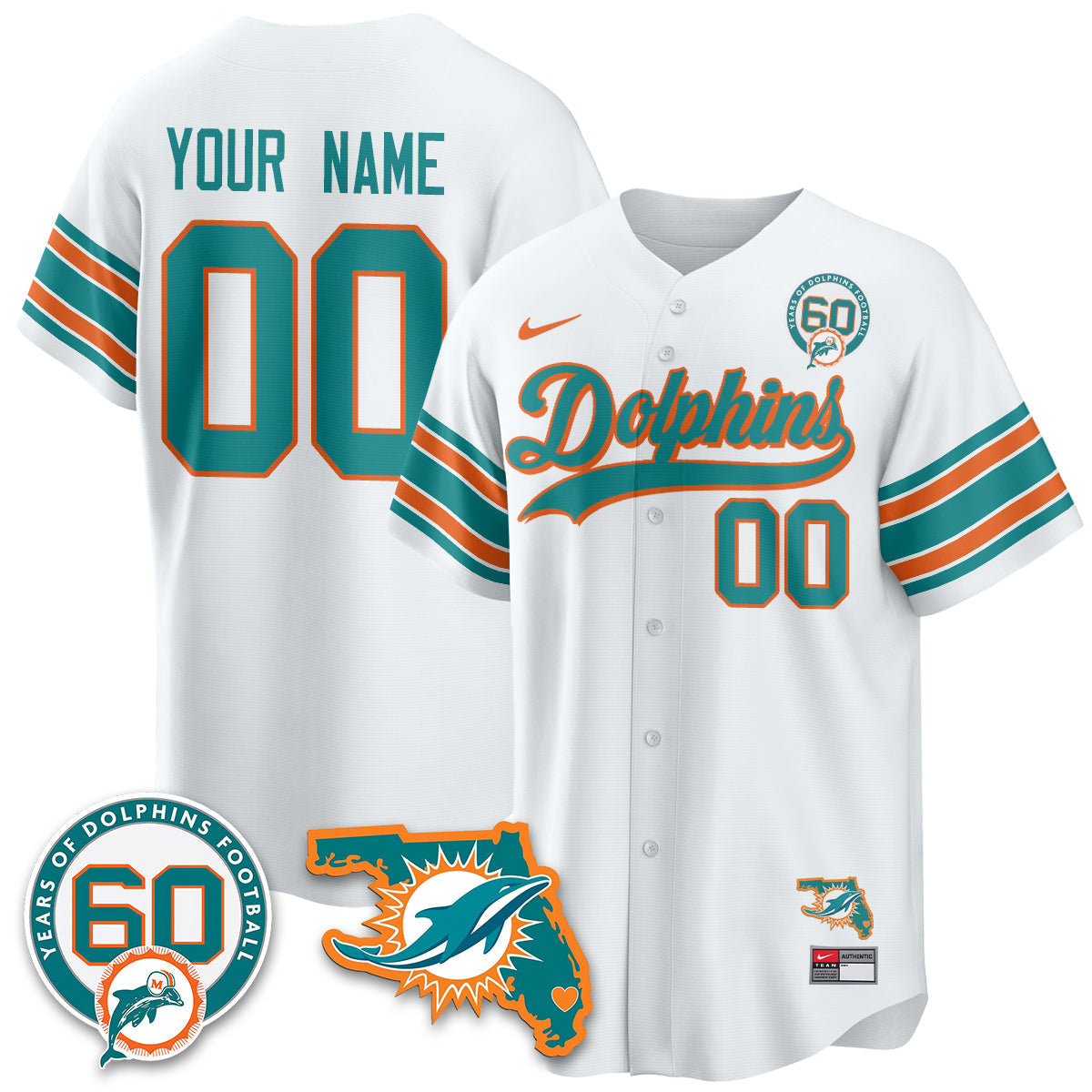 Custom MIA 60th Season Vapor Limited Baseball Jersey - Stitched