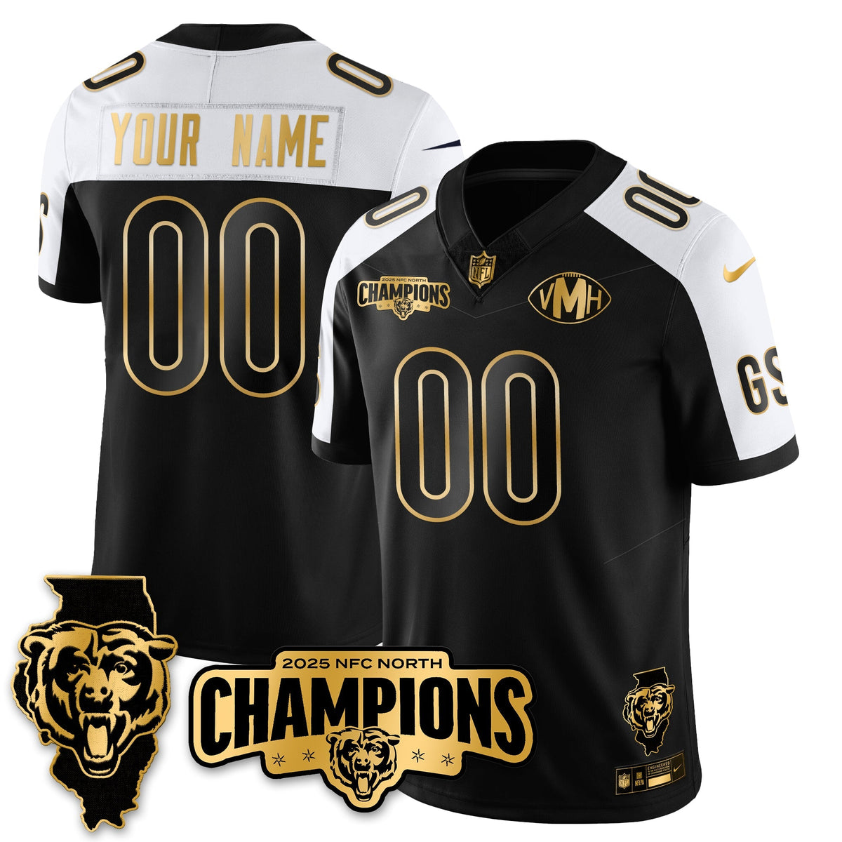 Custom CHI NFC North Division Champions Vapor Limited Gold Jersey - Stitched