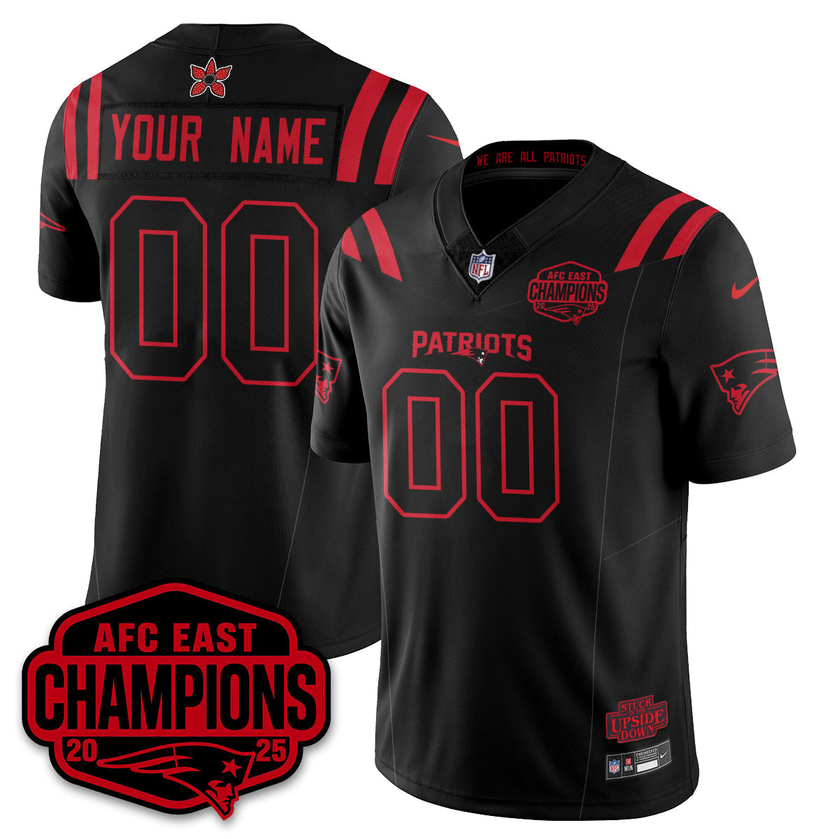 Custom NE 'Stranger Things' AFC East Division Champions Vapor Limited Jersey - Stitched