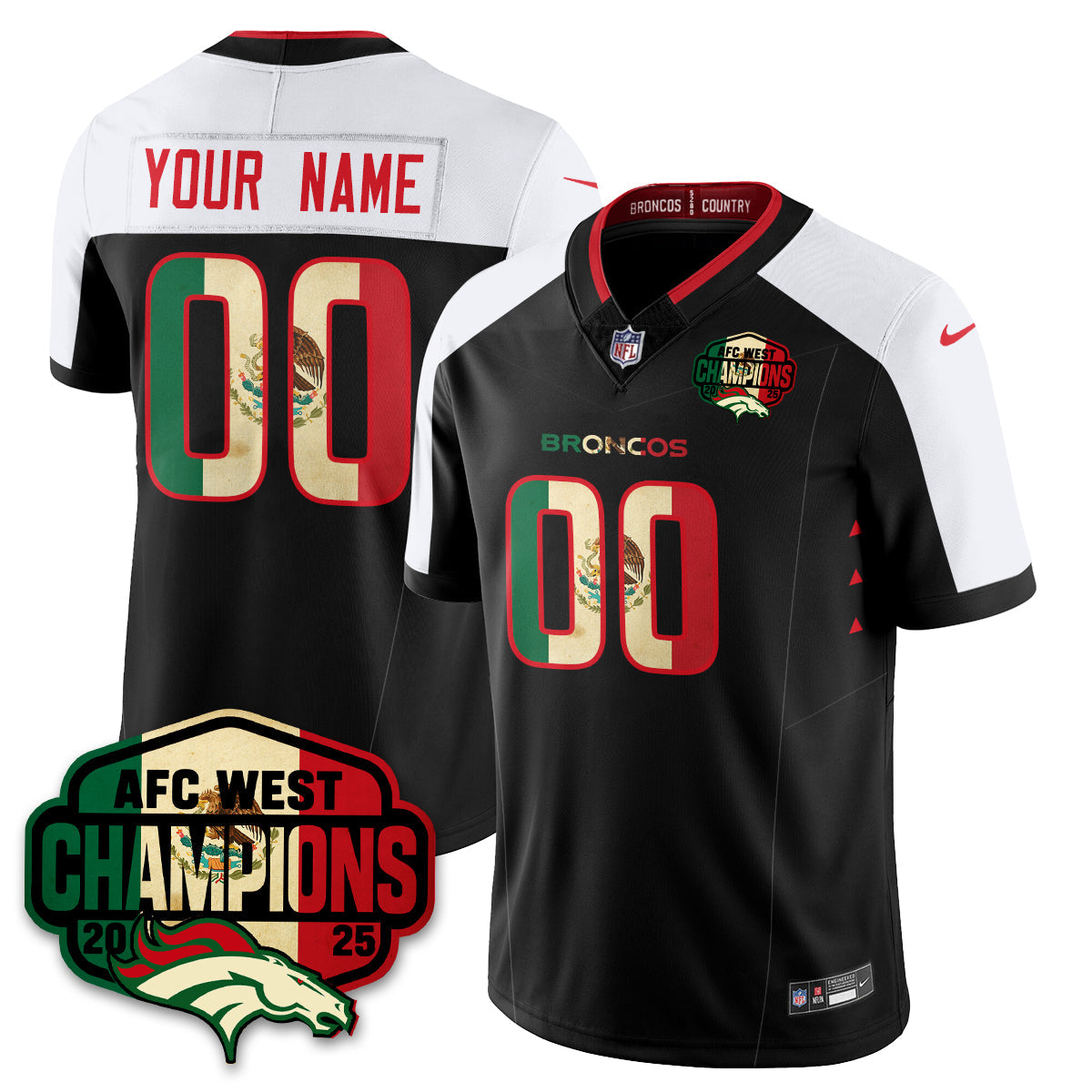 Custom DEN Mexico AFC West Division Champions Vapor Limited Jersey - Stitched