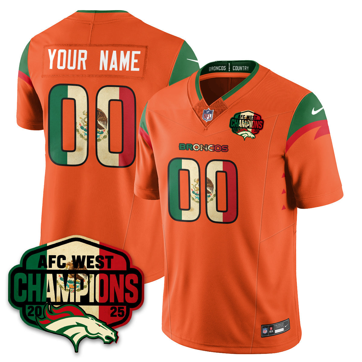 Custom DEN Mexico AFC West Division Champions Vapor Limited Jersey - Stitched