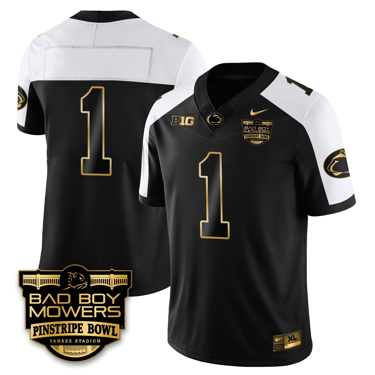 PSU Football Pinstripe Bowl Gold Jersey - Stitched