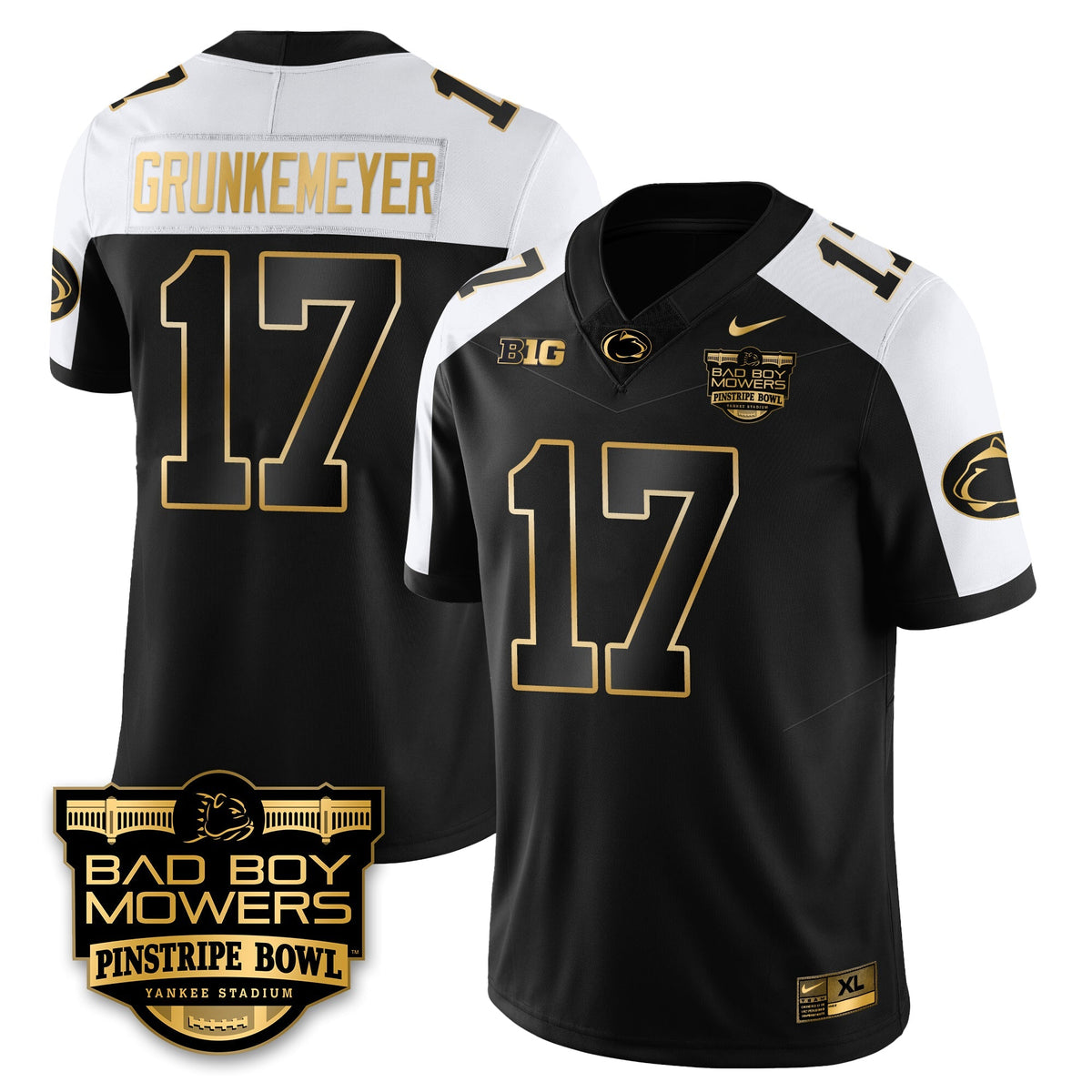 PSU Football Pinstripe Bowl Gold Jersey - Stitched