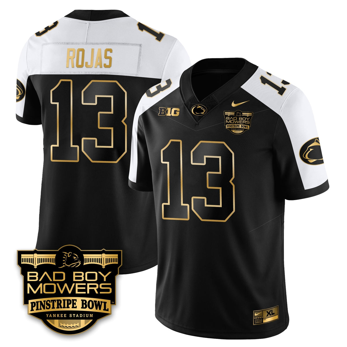 PSU Football Pinstripe Bowl Gold Jersey - Stitched
