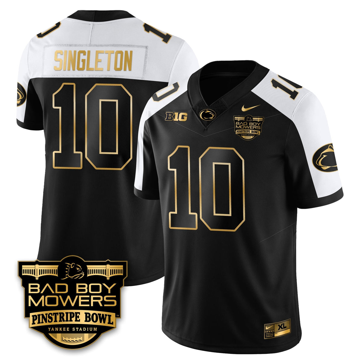 PSU Football Pinstripe Bowl Gold Jersey - Stitched