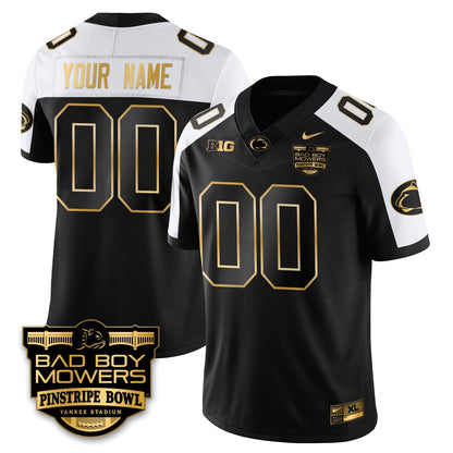PSU Football Pinstripe Bowl Gold Custom Jersey - Stitched
